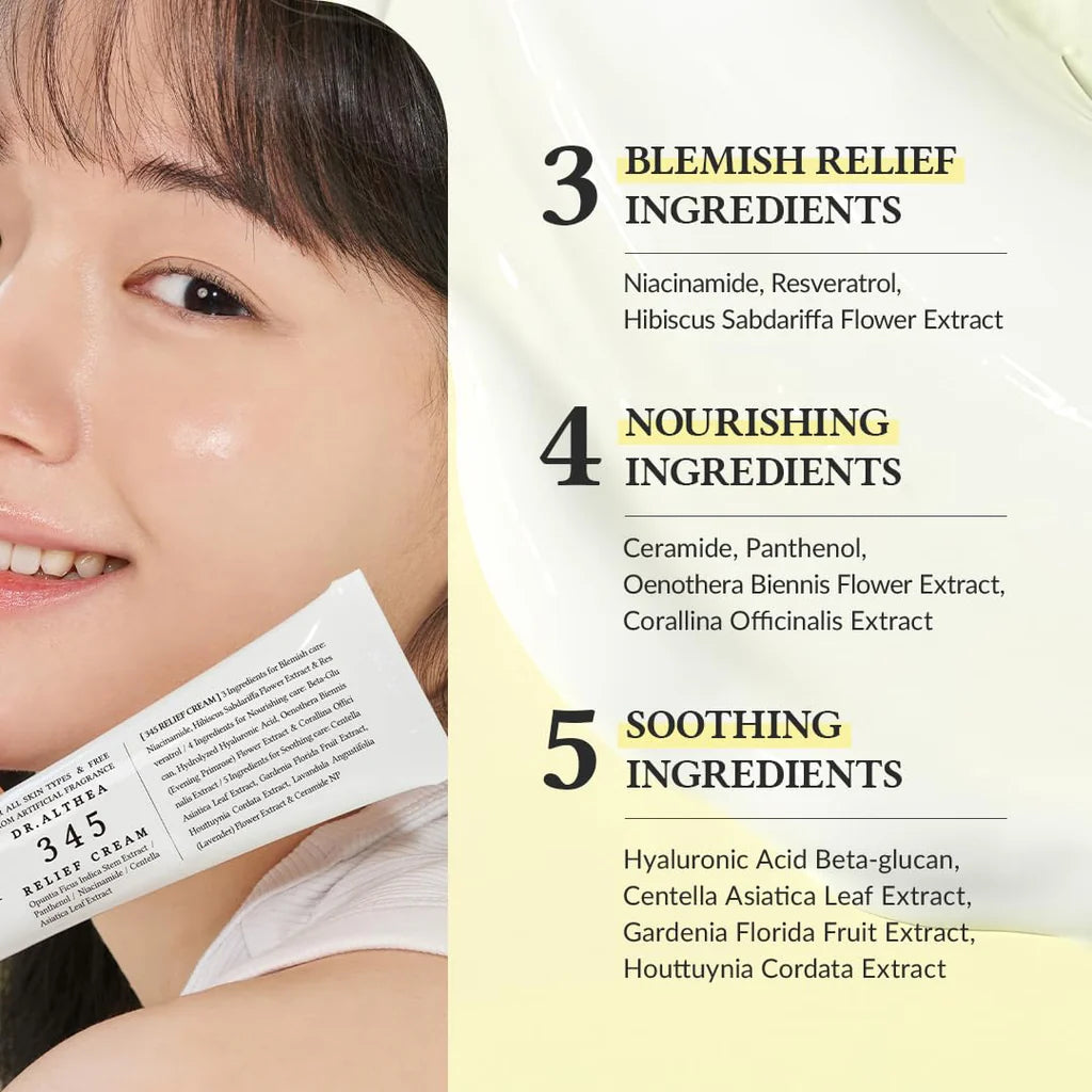 Dr. Althea 345 Relief Cream 50ml | Soothing & Repair Moisturizer for Sensitive Skin